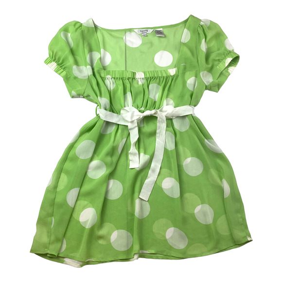 Vintage | Tops | Vintage Y2k Green White Polka Dot Sheer Flowy Short